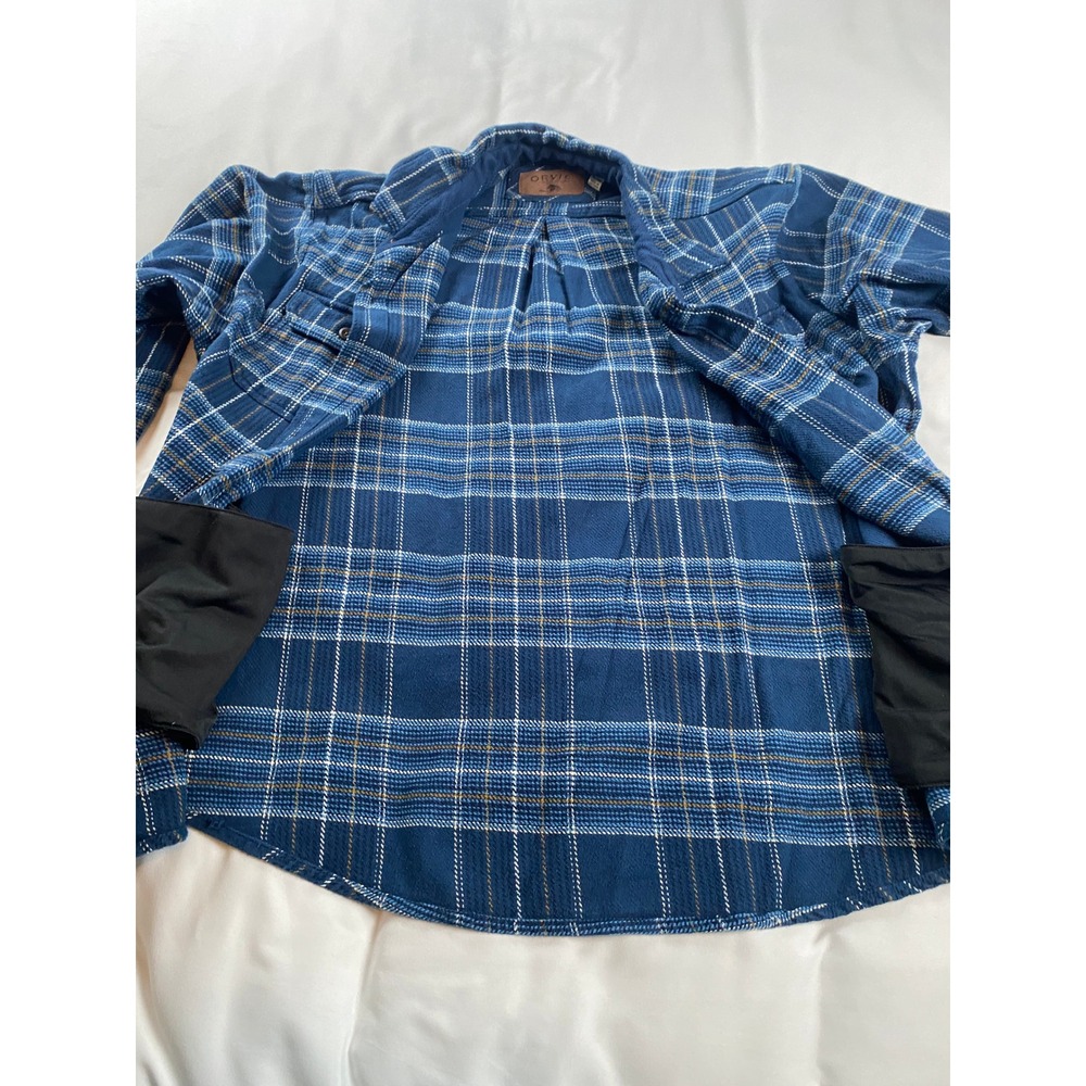 Orvis Plaid Flannel Shirt Mens XL Blue Excellent Fleece Lined Button Down